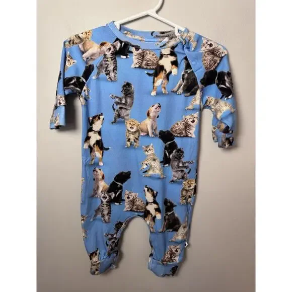 Molo Fairfax Romper Joy Of Music Cat Print Blue Baby Sz 3-6 Months $87 - Picture 6 of 11